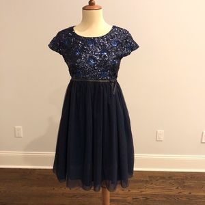 Mini Boden Navy Sequin girl's tulle dress